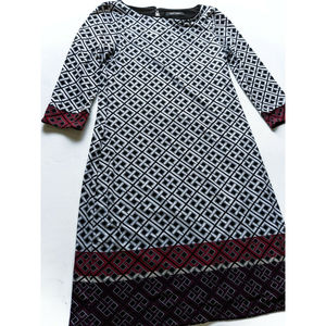 White House Black Market Black White Red Tunic Shift Lined Dress Womens Sz XS